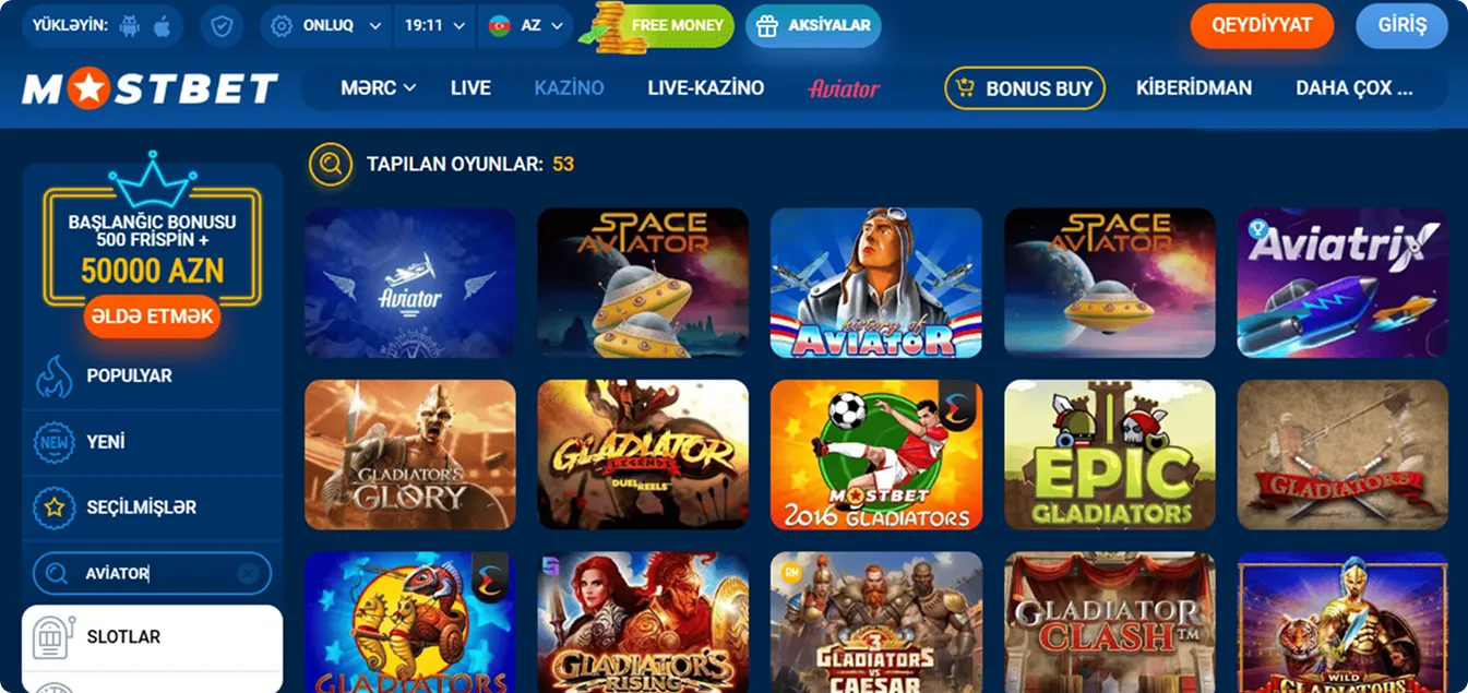 Mostbet Aviator və Crash slotları