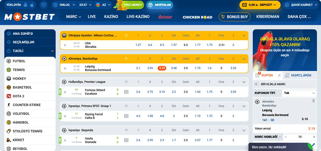 Mostbet şirkətində necə idman mərcləri etməyə başlamaq olar