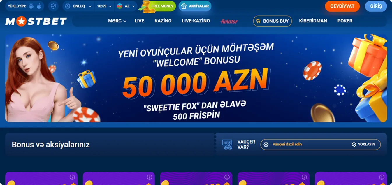 Mostbet AZ onlayn kazino bonusları