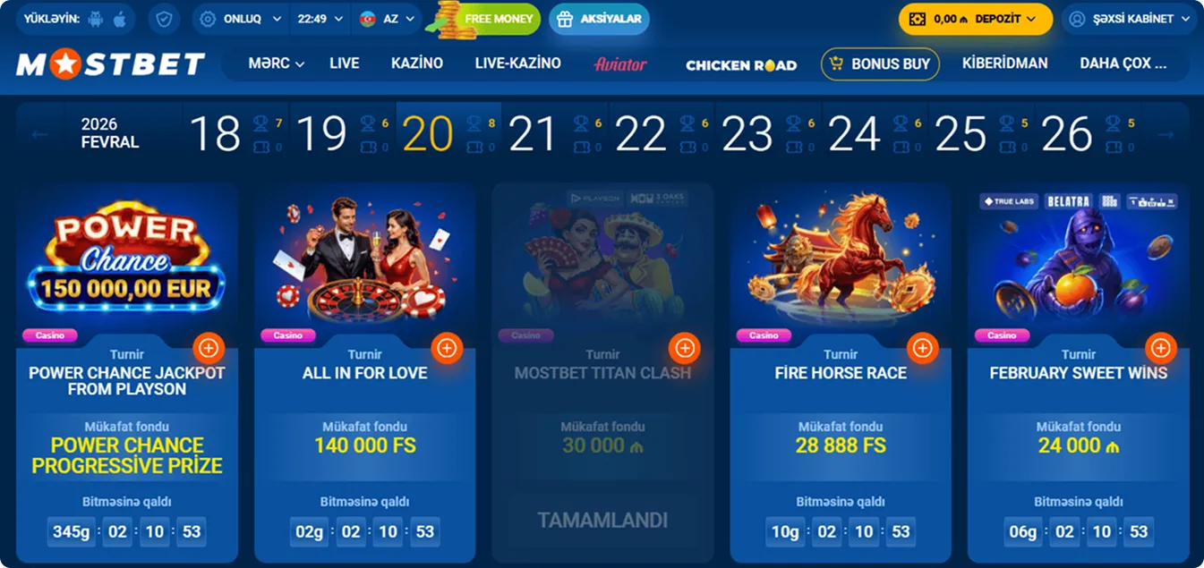 Mostbet Turnirlər
